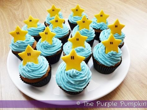 Super Mario Starman Nintendo Cupcakes Princess Peach Party, Mario Birthday Cake, Nintendo Party, Super Mario Bros Birthday Party, Super Mario Cake, Minion Cupcakes, Super Mario Nintendo, Mario Cake, Mario Bros Birthday