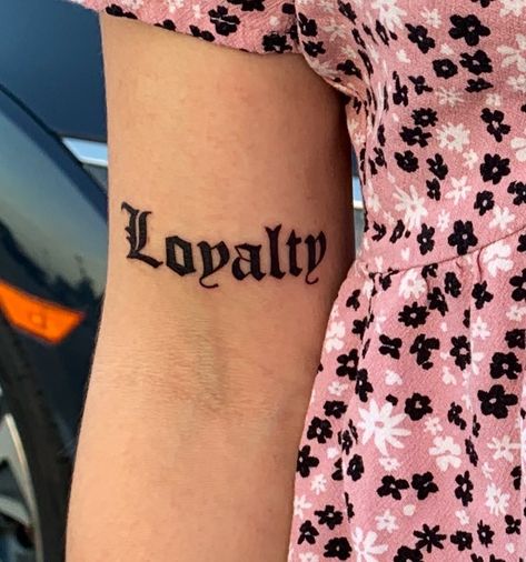 Loyalty Face Tattoo, Loyal Tattoo For Women, Loyalty Tattoo For Women Ideas, Loyalty Tattoo Designs, Loyalty Over Love Tattoo, Aum Tattoo, Simple Leg Tattoos, Loyalty Tattoo, Handwriting Tattoos