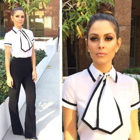 Waitress Outfits Casual, Hostess Outfit Restaurant, Hostess Outfit, Waitress Outfit, Chic Work Outfit, Professional Blouses, Casual Fashion Trends, Maria Menounos, Look Of The Day