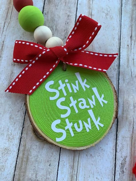 14 Easy DIY Grinch Christmas Ornament Ideas » Lady Decluttered Grinch Themed Christmas Decorations, Grinch Ornament Ideas, Grinch Christmas Tree Ornaments, Grinch Tiered Tray Ideas, Diy Grinch Christmas Decor, Grinch Crafts To Sell, Grinch Christmas Diy Decorating Ideas, Diy Grinch Ornaments Easy, Homemade Grinch Ornaments