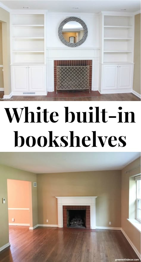 Fireplace Wall Bookshelves, Fireplace Built In Lighting, Ikea Built In Cabinets Around Fireplace, Builtins Fireplace, Renovation Fireplace, Bookshelves Fireplace, Shelves Around Fireplace, Bookshelves Around Fireplace, Fireplace White