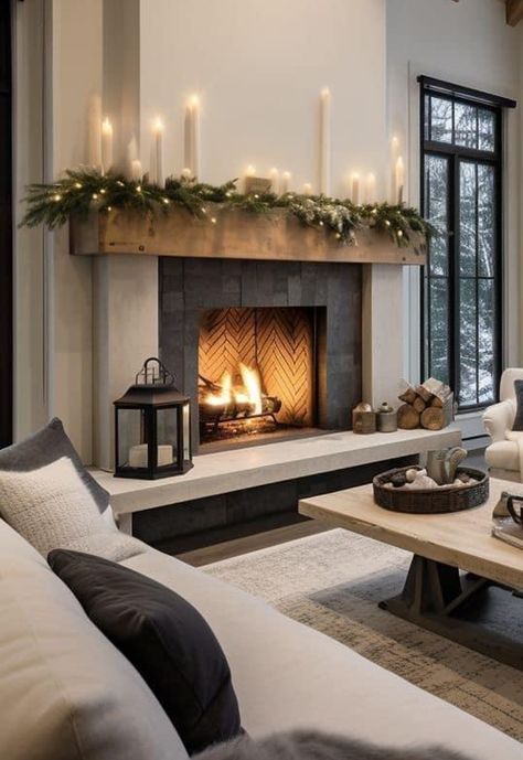 تصميم للمنزل العصري, Fireplace Remodel, Home Fireplace, Transitional Decor, Fireplace Design, Home Design Decor, A Living Room, Christmas Decorating, Dream Home Design