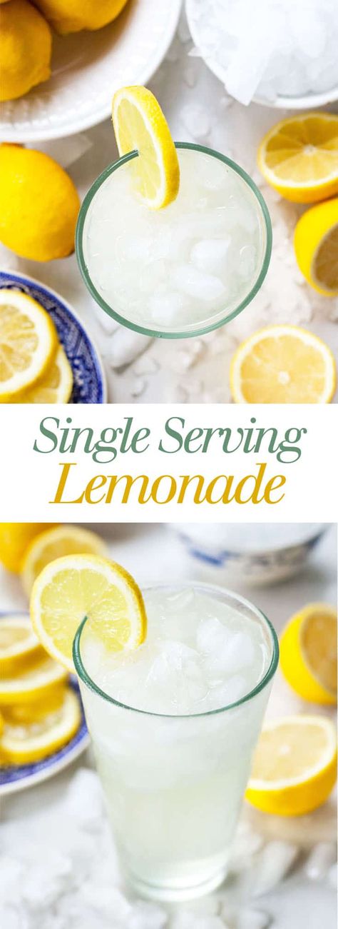 Lemonade Recipe For One, Single Serving Lemonade Recipe, Lemonade With Lemon Juice, Good Lemonade Recipe, Easy Lemonade Recipe, Homemade Strawberry Lemonade, Limeade Recipe, Easy Meals For One, Homemade Lemonade Recipes