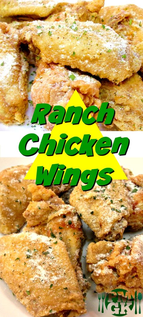 Ranch Wings Fried, Ranch Flavored Chicken Wings, Ranch Chicken Wings Fried, Ranch Wings Baked, Wing Wednesday Ideas, Ranch Dry Rub Chicken Wings, Ranch Wings Air Fryer, Hidden Valley Ranch Chicken Wings, Chicken Winglets Recipes