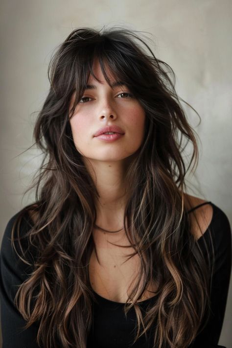 Long Layered Hairstyles with Curtain Bangs: Best Long Hairstyles Long Wavy Haircuts Curtain Bangs, Bangs 2024 Trends, Unique Braided Hairstyles, Shaggy Long Hair, Layered Hair With Bangs, Hair Inspiration Long, Trendy Hairstyle, Long Layered Haircuts, Long Locks