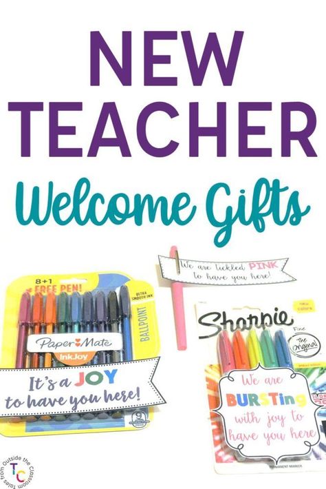 Welcome new teachers in your building with new teacher gifts!  These easy and affordable tags for school supplies make useful and welcomed surprises for new teachers.  Whether they're brand new, or just new to you, these free tags are the perfect welcome gifts for new teachers! #newteachers New Teacher Welcome Gift, Teacher Welcome Gifts, Gifts For New Teachers, Welcome New Teachers, Welcome Back Teacher, Mentor Teacher, Sunshine Committee, Teacher Morale, Appreciation Ideas