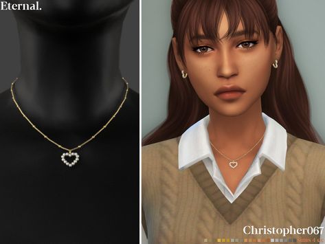 The Sims Resource - Eternal Necklace The Sims Resource Jewelry, Free Sims 4 Cc Jewelry, Sims 4 Earring Cc, Sims 4 Cc Earrings, Sims Accessories, Sims 3 Cc, Sims 4 Piercings, Sims 4 Tsr, Bead Heart