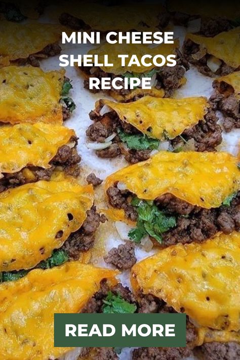 Mini Cheese Shell Tacos Recipe Keto Mini Cheese Shell Tacos, Keto Mini Tacos, Cheese Taco Shells, Cheese Shell Taco, Keto Tacos, Unique Snacks, Cheese Tacos, Mini Tacos, Keto Taco