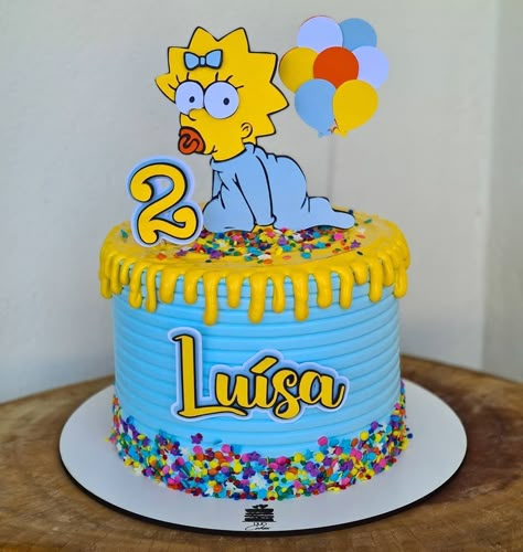 Bolo Simpsons, Simpsons Party, Maggie Simpson, Baby Luna, Dinosaur Cake, Character Cakes, Cute Birthday Cakes, Banana Cake, Pink Cake