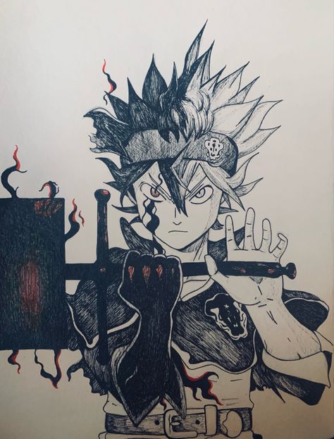 Asta Demon Form Drawing, Anime Sketch Black Clover, Drawing Black And White Anime, Black Clover Anime Drawing, Asta Black Clover Drawing Sketch, Asta Drawings Pencil, Asta Tattoo Ideas, Asta Sketches, Black Clover Painting