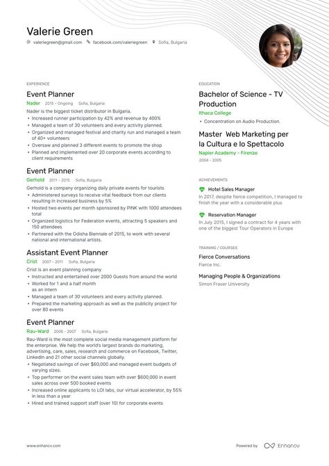 The ultimate 2019 guide for Event Planner resume examples. 200+ resume templates and expert advice from 100k resumes. Create your resume fast! Start FREE today! Event Planner Resume, Simple Resume Examples, Cv Templates Free Download, Event Planner Business, Basic Resume Examples, Event Planner Business Card, Business Analyst Resume, Professional Resume Examples, Free Resume Examples