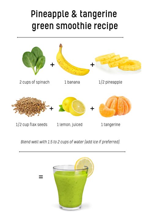 Tangerine Smoothie Recipes, Tangerine Smoothie, Smoothie With Pineapple, Pineapple Green Smoothie, Cinnamon Smoothie, Detox Smoothies, Easy Green Smoothie, Healthy Green Smoothies, Delicious Drink Recipes