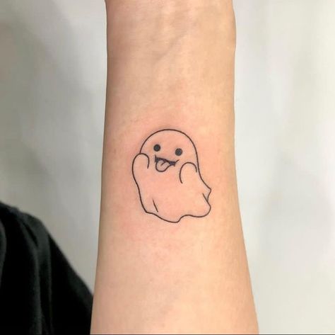 Small Tattoos Ghost, Tattoos Ghost, Character Tattoos, Red Heart Tattoos, Horoscope Tattoos, Small Finger Tattoos, Ghost Tattoo, Clever Tattoos, Small Pretty Tattoos