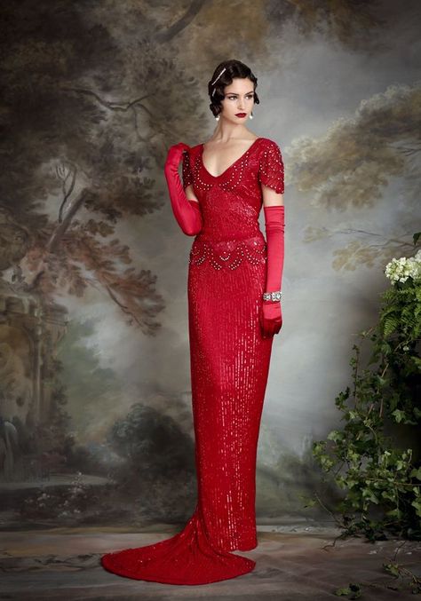 Eliza Jane, Red Gown, Dress Gallery, Look Retro, 20s Fashion, Red Gowns, Vintage Gowns, Vestidos Vintage, 1920s Fashion