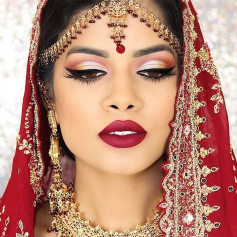 Indian Makeup Tutorial, Dark Lip Makeup, Simple Bridal Makeup, Makeup Silver, Indian Makeup Looks, Amazing Wedding Makeup, Bridal Makeup Tips, Gorgeous Wedding Makeup, Nail Design Glitter