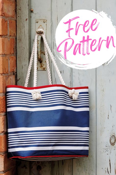 Set sail for the beach with this pretty and practical canvas bag.This download includes both the pattern and the instructions so make sure youve downloaded everything before you get started! Tote Bag Sewing Patterns, Beach Bag Pattern, Sail Bag, Patchwork Tote Bags, Tote Bag Tutorial, Color Block Tote, Summer Tote Bags, Free Sewing Pattern, Tote Bags Sewing