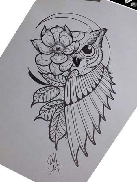 Owl Tattoo For Women Unique, Atrapasueños Tattoo, Printing Drawing, Indian Tattoo Design, Snow Tattoo, Owl Tattoo Drawings, Cute Owl Tattoo, Half Sleeve Tattoos Drawings, M Tattoos