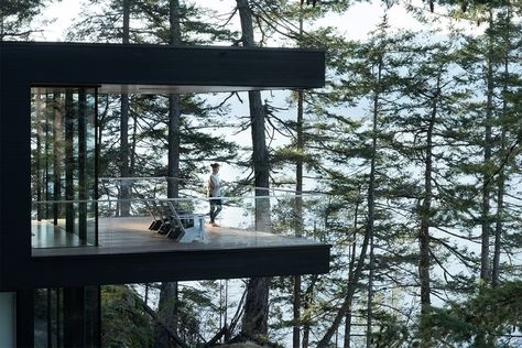 This contemporary cabin was made using sustainable construction materials like cedar and glass! – Yanko Design Mini Chalet, Cedar Cabin, Building Skin, Contemporary Cabin, Timber Cabin, Glass Cabin, Bowen Island, Roof Lantern, Off Grid Cabin