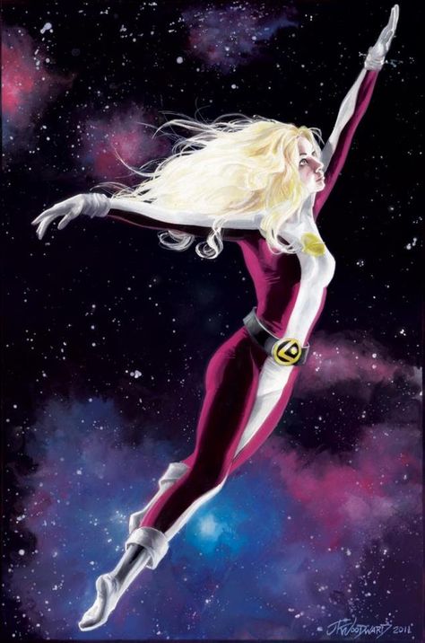 Saturn Girl Soars!  art by JK Woodward Saturn Girl Dc, Saturn Girl, Cosmic Boy, Comic Book Heroines, Legion Of Superheroes, Dc Art, Dc Comic Books, Black Canary, Comics Girl