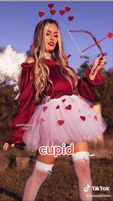 Valentines Day Costume Women, Valentines Costume Ideas, Halloween Costume Ideas Cupid, Women Cupid Costume, Valentine’s Day Costume, Cupid Inspired Costume, Valentine’s Day Halloween Costume, Cupid Costume Diy, Cupid Costume