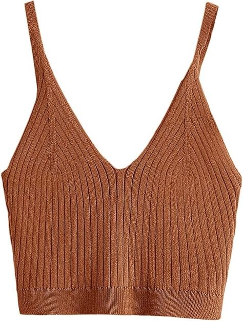 SweatyRocks Women's V Neck Crop Cami Top Ribbed Knit Spaghetti Strap Sleeveless Vest Dusty Blue M at Amazon Women’s Clothing store Outer Banks Outfits, Crop Cami Top, Diy Halloween Costume, T Shirt Crop Top, Easy Halloween Costumes, Cropped Cami, Cami Crop Top, Couple Halloween Costumes, Sleeveless Vest