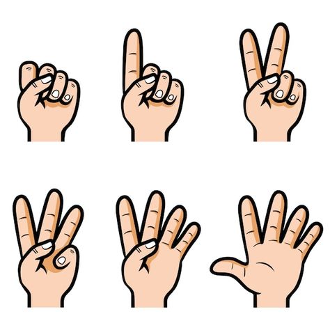 Fingers Illustration, Counting Hands, Fingers Drawing, Vietnamese Alphabet, Hands Cartoon, Finger Counting, Finger Cartoon, Finger Drawing, Numeral 1