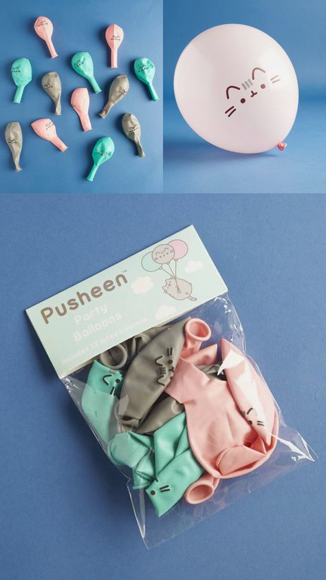 Pusheen Balloons (set of 12 with 3 pastel colors): $10 shipped Pusheen Birthday Party Decorations, Pusheen Cat Birthday Party Ideas, Pusheen Party Ideas, Pusheen Balloons, Pusheen Birthday Party Ideas, Pusheen Collection, Pusheen Birthday, Farm Themed Birthday Party, Pusheen Cute