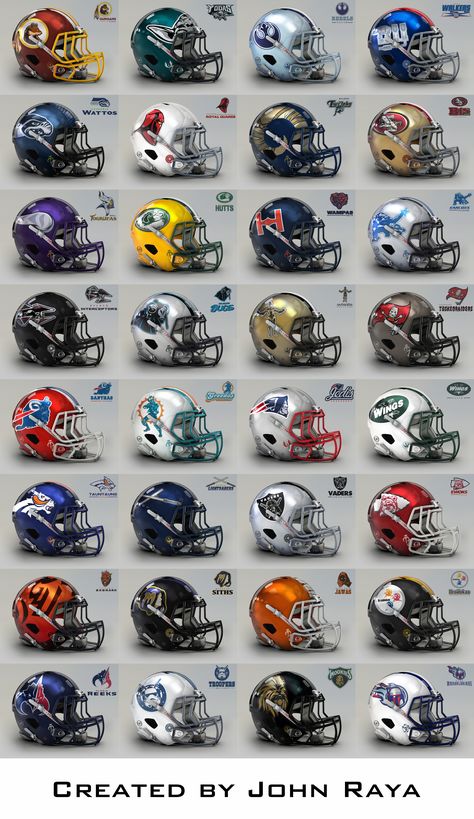 Star Wars + National Football League = this poster by John Raya I want all of them!!!! Nfl Football Helmets, American Football League, Nfl Patriots, Nfl Football Teams, Nfl Teams Logos, Nfl Logo, Football Memes, Playing Football, Football Nfl