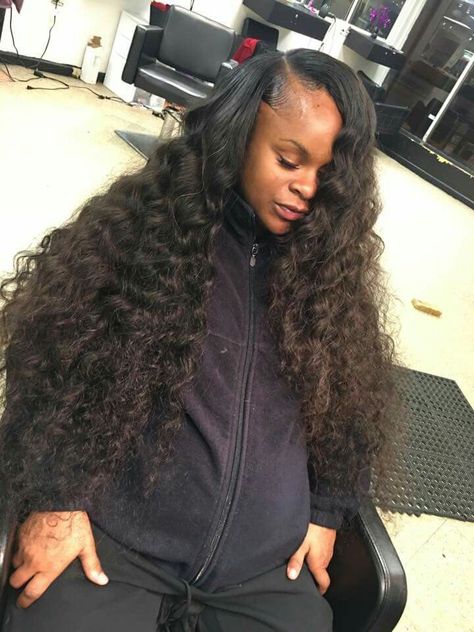 Deep Wave Leave Out, Deep Wave Sew In With Leave Out, Sew In Straight, Deep Wave Sew In, Sew In Straight Hair, Bday Hair, Sew In Hairstyles, Side Part Hairstyles, Birthday Hairstyles