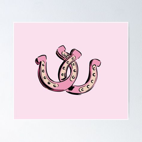 Get my art printed on awesome products. Support me at Redbubble #RBandME: https://www.redbubble.com/i/poster/Pink-Horseshoe-by-alexnoellejones/146510037.LVTDI?asc=u Tufting Drawing, Horseshoe Aesthetic, Horseshoe Illustration, Horseshoe Clipart, Horseshoe Graphic, Senior Pants, Horseshoe Design, Pink Horse, Poster Pink