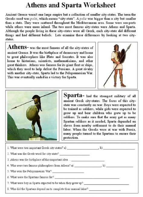 Sparta And Athens, Athens Vs Sparta, Ancient Greece Worksheets, Greek Mythology Worksheets, Athens And Sparta, Ancient Sparta, Government Accounting, Greek Soldier, Regular And Irregular Verbs