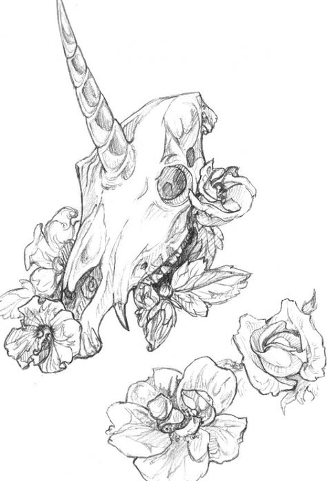 Unicorn skull & flowers | Tattoos | Ver tatuajes, Tatuajes ... #skulltattoos #tattooideas Tattoo Sleeve Drawings, Undead Unicorn, Skull Tattoos For Men, Mexican Skull Tattoos, Unicorn Skull, Illustration Tumblr, Flowers Tattoos, 16 Tattoo, Horse Skull