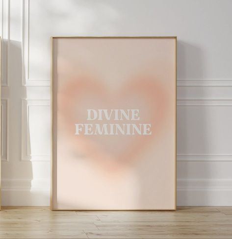 Divine Feminine Poster, Feminine Poster, Beige Heart, Feminine Artwork, Love Wall Decor, Feminine Wall Art, Feminine Bedroom, Digital Art Poster, Etsy Ideas