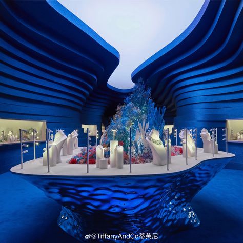 Tiffany & Co. Blue Book 2023: Out Of The Blue Collection Event Installation, Shanghai China. China Exhibition, High Jewelry Design, Book 2023, Jewelry Booth, Experiential Marketing, Conference Design, Out Of The Blue, Blue Book, Pop Up Event