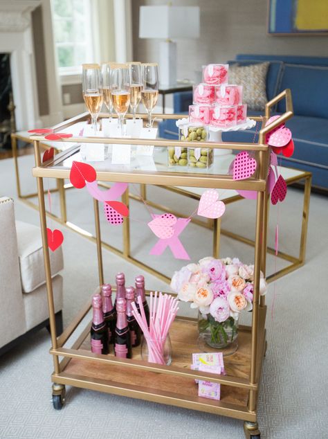 Valentine's Day Bar Cart - Fashionable Hostess | Fashionable Hostess Gold Bar Cart Styling, Gold Cart, Fashionable Hostess, Diy Bar Cart, Gold Bar Cart, Outside Bars, Bar Cart Styling, Trendy Bar, House Decor Modern