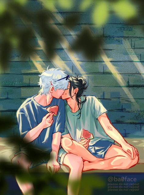 Suguru And Gojo, Hyunin Fanart, Wallpaper Painting, 19 Days Characters, Hugs And Cuddles, Painting Poster, Pinturas Disney, Gojo Satoru, Better Half