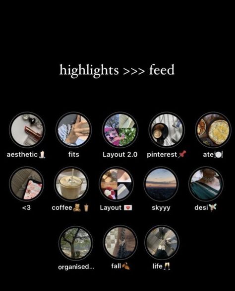 Instagram aesthetic ideas for feed and highlight make your Instagram aesthetic Highlights Feed Instagram, Highlight Title Ideas For Instagram, Food Highlights Name, Instagram Feed Captions, Highlight Titles Instagram, Aesthetic Highlight Names, Insta Highlight Cover Icons Aesthetic, Highlights Of Instagram, Instagram Highlight Names