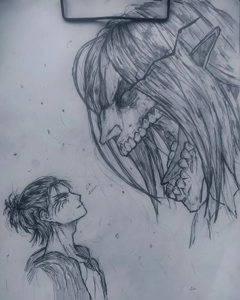 Quick sketch of Eren with his Attack Titan Anime Drawings For Beginners, Attack Titan, Recent Anime, Attack On Titan Eren, Eren Yeager, Easy Drawings Sketches, Quick Sketch, Anime Sketch, Art Tutorials