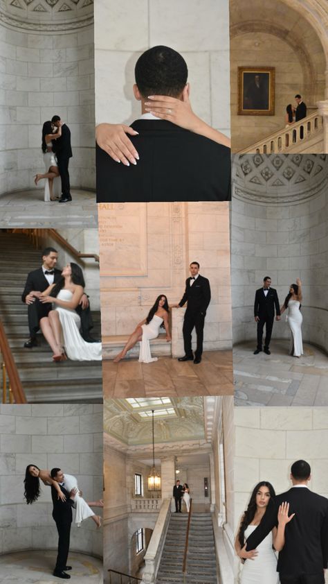 Collage of couple engagement pictures photo ideas for a luxuries engagement announcement Photo Shoot Ideas Pre Wedding, Couple Photo Ideas Engagement, Engagement Shoot With Champagne, Elegant Prewedding Photoshoot, Couple Engagement Photoshoot Poses, Vintage Modern Engagement Photos, Railroad Engagement Pictures, Engagement Photos Vision Board, Wedding Pre Photoshoot