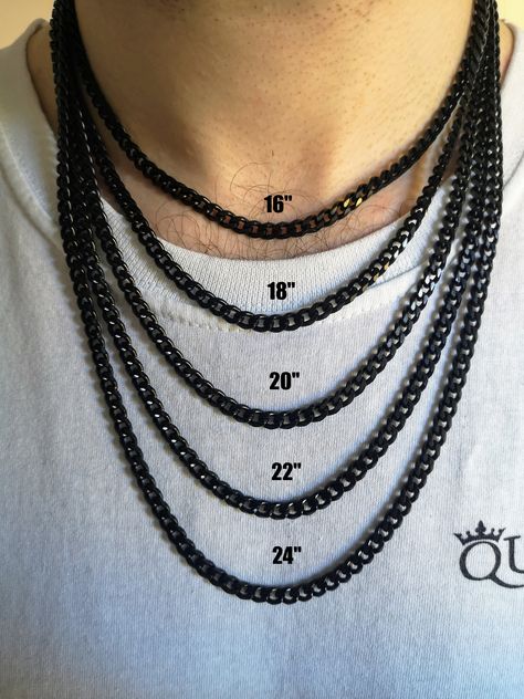 5MM Black Chain, Miami Cuban Link Chain, Black Cuban Link Necklace, Stainless Steel, Cuban Curb Chain Necklace, Cuban Necklace Men by Quagen on Etsy Black Chain Necklace, Rose Gold Chain Necklace, Miami Cuban Link, Cuban Link Necklace, Miami Cuban Link Chain, Mens Chain Necklace, Black Chain, Cuban Link Chain, Valentines Jewelry