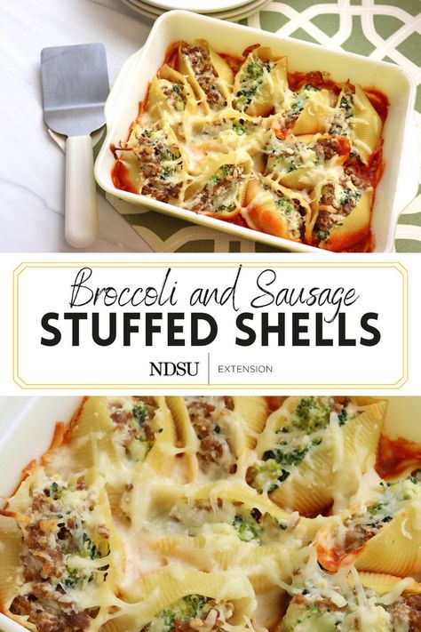 Stuffed Shells With Sausage, Broccoli Stuffed Shells, Broccoli And Sausage, Sausage Stuffed Shells, Broccoli Sausage, Sausage And Broccoli, Jumbo Pasta Shells, Turkey Sausage, Stuffed Pasta Shells