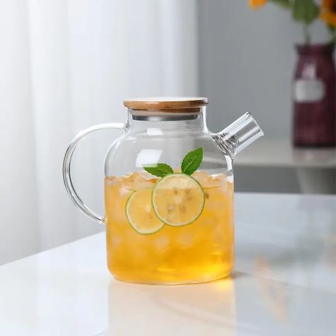 Large Borosilicate Glass Teapot Stainless Steel Bamboo Lid - Temu Canada Glass Tea Kettle, Blooming Tea, Teapot Set, Perfect Cup Of Tea, Glass Teapot, Glass Jug, Fruit Tea, Heat Resistant Glass, Flower Tea