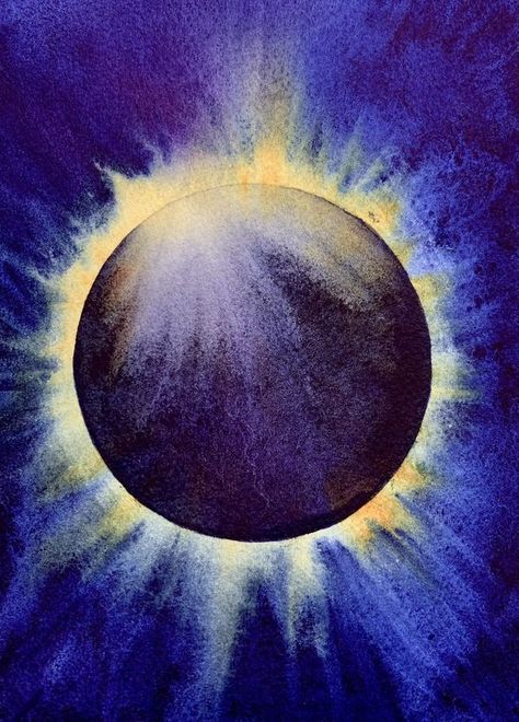 Ginny Joyner Studio Solar Eclipse Watercolor, Solar Eclipse Images, Eclipse Art, Eclipse Tattoo, Eclipses Art, Eclipse Party, 2024 Eclipse, Eclipse Solar, Japanese Tattoo Art