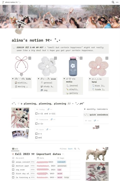 notion template study organization inspo inspiration idea ideas pink sandy liang bow bows coquette kpop templates I Love This Website, Notion Layout, Notion Setup, Project Journal, Notion Inspo, Notion Ideas, Notion Aesthetic, Pink Academia, Notion Templates