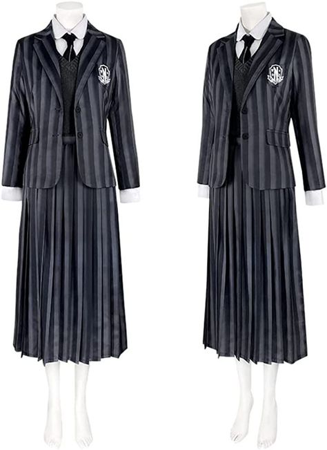 just found a wednesday school outfit on Amazon for everyone who's interested😃#cosplay Wednesday Nevermore Uniform, Shirt Coat Outfit, School Jacket Outfit, Nevermore Academy Uniform, Wednesday School, Wednesday Cosplay, Wednesday Addams Cosplay, Academy Uniform, Slytherin Clothes