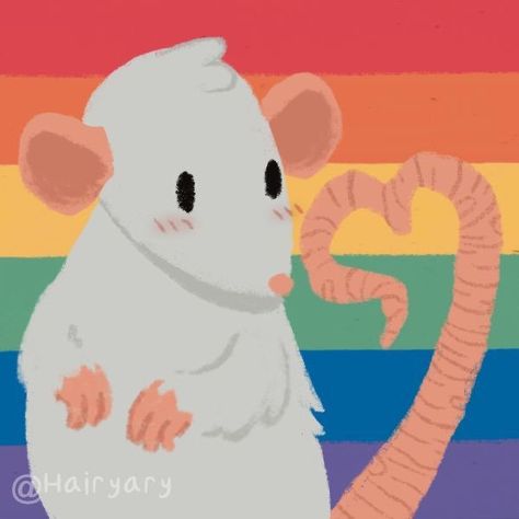 Cute Rat Drawings, Cute Rats, Lgbt Art, Pet Rats, Silly Animals, Cute Animal Drawings, Sketchbook Art Inspiration, A Rainbow, Art Sketchbook