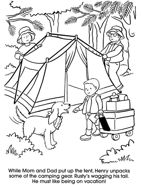 Camping Coloring Page Dover Publications Camping Coloring Pages, Camping Desserts, Preschool Coloring Pages, Summer Coloring Pages, Free Coloring Sheets, Dog Coloring Page, Camping Theme, Coloring Pages To Print, Cute Coloring Pages