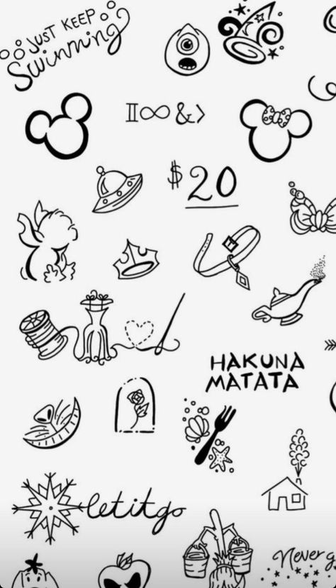 Chip Disney Tattoo, Disney Outlines Silhouettes, Small Subtle Disney Tattoos, Tiny Disney Tattoos Princesses, Subtle Disney Tattoos Simple, Small Disney Drawings, Small Moana Tattoos Ideas, Disney World Tattoo Ideas, Tiny Disney Tattoos For Women