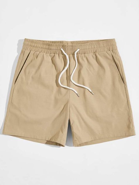 Free Returns ✓ Free Shipping On Orders $49+ ✓. Men Slant Pocket Drawstring Waist Solid Shorts- Men Shorts at SHEIN. Khaki Shorts Outfit, Khaki Shorts Men, Mens Shorts Outfits, Desain Editorial, Drawstring Waist Shorts, Boy Fits, Mens Fashion Casual Outfits, Comfy Shorts, Pocket Shirt