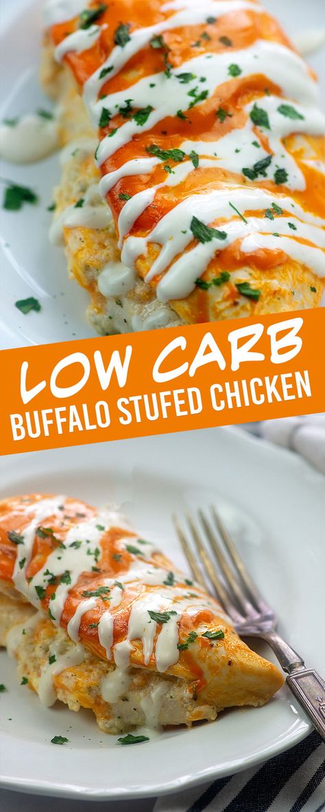 Buffalo Ranch Stuffed Chicken! We love this creamy, cheesy, spicy chicken! #lowcarb #keto #chicken #recipe Buffalo Stuffed Chicken, Buffalo Ranch Chicken, Buffalo Chicken Casserole, Buffalo Chicken Recipes, Buffalo Ranch, Boiled Egg Diet Plan, Carb Foods, Keto Foods, Stuffed Chicken